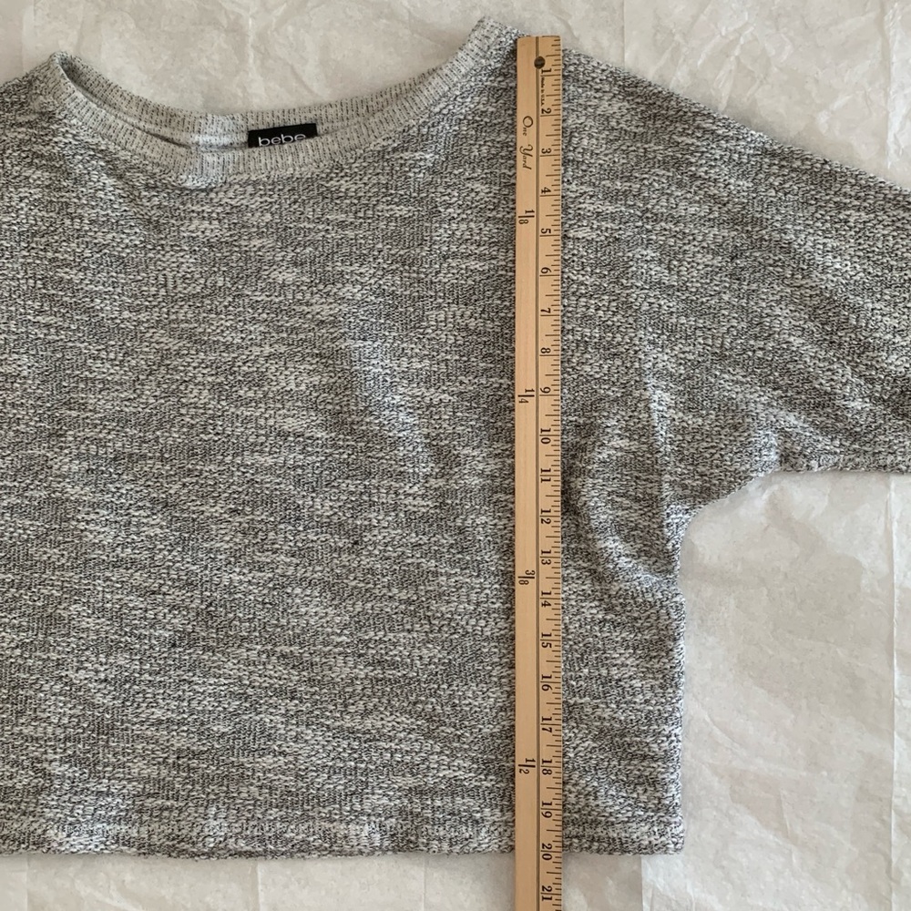 Bebe Gray Marled Dolman Sleeve Sweater Cropped Batwing Pullover Size M - Picture 4 of 9